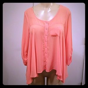 PEACH MATERIAL  GIRL BLOUSE
